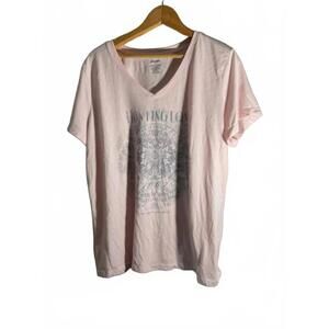 Huntington Women's Pink V-Neck Graphic T-Shirt XL
